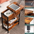 thumbnail image 5 of End Table with Charging Station, Flip Top Side Table with USB Ports and Outlets, Sofa Couch Table Bedside Table for Living Room Bedroom, Narrow Nightstand with Storage Shelves for Small Space, 5 of 16