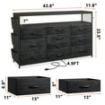 thumbnail image 4 of EnHomee Dressers for bedroom TV Stand with Power Outlets &LED Lights Wide Dresser with 10 Drawers&Side Pockets & Hook Fabric Chest of Drawers,Black, 4 of 7