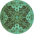 thumbnail image 1 of Ahgly Company Indoor Round Oriental Turquoise Blue Industrial Area Rugs, 6' Round, 1 of 4