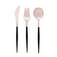 thumbnail image 3 of Efavormart 24 Pack | 8" Rose Gold Heavy Duty Plastic Cutlery Set | Black Handle Plastic Silverware, 3 of 11