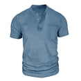 thumbnail image 3 of HOOMEUMY Men's Fashion Button Placket Short Sleeve Tops Lightweight Casual Basic Tees with Pocket for Daily Streetwear & Holiday Blue M, 3 of 6