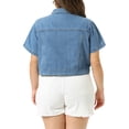thumbnail image 4 of DARING DIVA Women's Plus Classic Washed Cropped Denim Jacket 1X Light Blue, 4 of 6