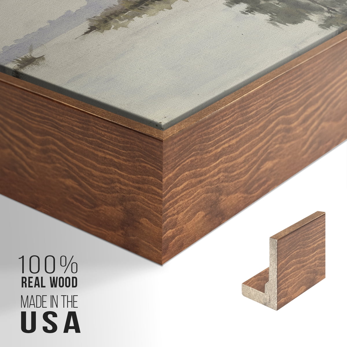 Vintage Landscape-XL By Wexford Home Framed in Walnut Wood Gallery Wrapped Canvas 17 in. x 25 in.