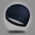 thumbnail image 1 of Gorro de natación con capa protectora // Cómodo gorro de natación para mujeres, hombres, adultos y niños(Azul oscuro)(1 pieza), 1 of 5
