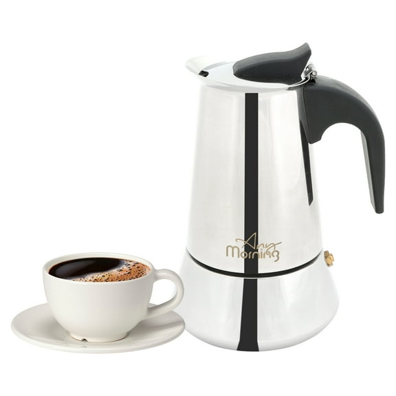 Any Morning Moka Pot Stainless Steel Espresso  Italian Coffee Maker 10 oz