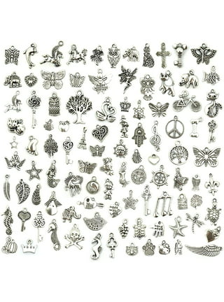 100pcs Wholesale Bulk Lots Jewelry Making Silver Charms, Mixed Tibetan Silver Alloy Charms Pendants, Assorted Pendants for DIY Bracelet Necklace