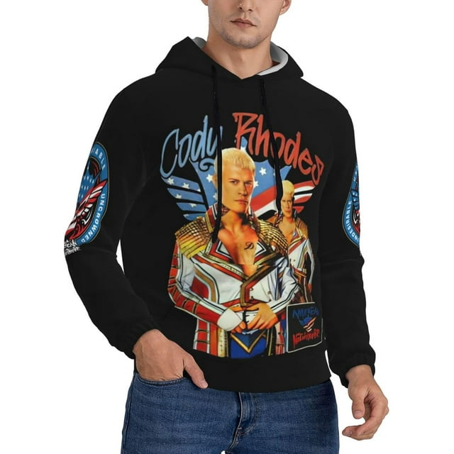 Cody Wrestler Rhodes Hoodie for Men,WWE Superstar Fan Gift Casual Pullover Hooded 3D Double-Sided Printed Drawstring Sweatshirt