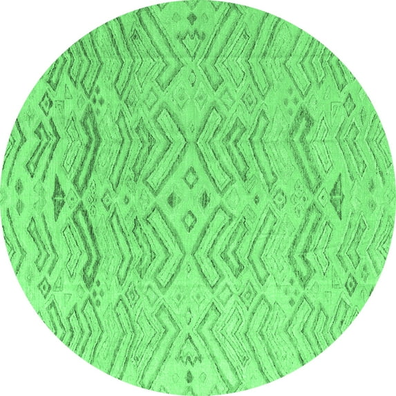Ahgly Company Indoor Round Solid Emerald Green Modern Area Rugs, 4' Round