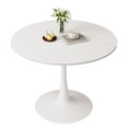 thumbnail image 3 of Ktaxon Mid-Century Modern Dining Table Set for 4, Round Tulip Dining Table with 4 Soft Padded Side Chairs, 5 Pieces Kitchen Table Set for Small Spaces, Dining Room, White, 3 of 6