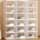 thumbnail image 2 of Caja organizadora de zapatos, cajón grueso, contenedor apilable, cajas de zapatos de plástico, gabinete de zapatos de plástico transparente plegable, 1/6 unids/set, 2 of 4
