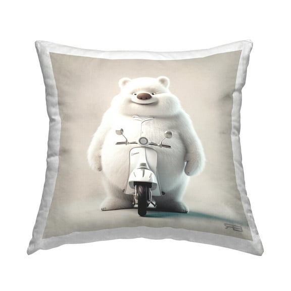Stupell Industries Funny Bear with Scooter Decorative Printed Throw Pillow Design by RB.