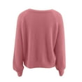 thumbnail image 4 of Olyvenn Button Short Sweaters for Women Outerwear Loose Casual Ladies Fashion Long Sleeve V-Neck Solid Color Female Leisure Hot Pink L, 4 of 7