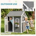 thumbnail image 5 of Outsunny Playhouse for Kids, Outdoor Wooden Playhouse with Floor, Door, Windows & Planter Box for 3-8 Years Old, Backyard, Lawn, Garden, Gray, 5 of 10