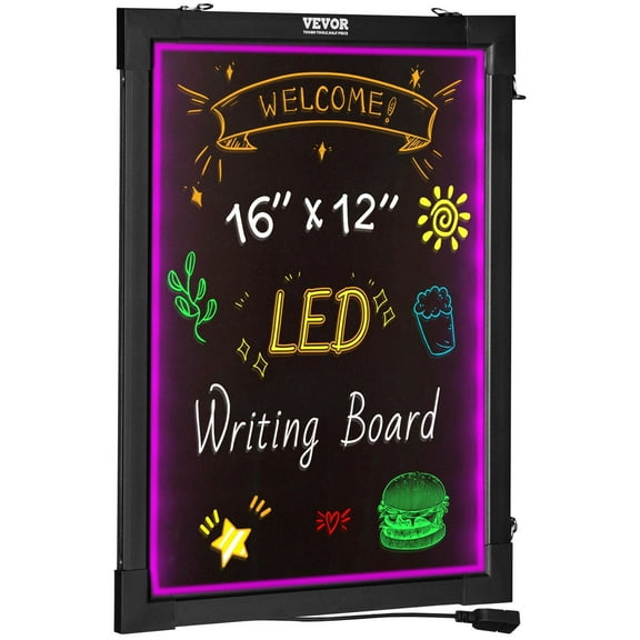 Illuminated LED Chalkboard with Neon Glow - 16x12 Inches Erasable Writing Board, Comes with 8 Fluorescent Markers & Remote Control