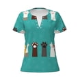 thumbnail image 2 of Honeii Cute Cat Paw And Dog Print Women's V-Neck T-Shirt,Short Sleeve V Neck Tees Tops for Women , Perfect for Work, Travel, and Everyday Wear, 2 of 7