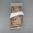 thumbnail image 2 of Ambesonne Rustic Bedding Set 4 Pcs, Timber Door Log House, Queen, Brown, 2 of 3
