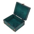 thumbnail image 3 of Wood Treasure Box, Handcrafted Reinforced Corners Wooden Jewelry Storage Case Green  For Shooting Props, 3 of 8