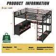 thumbnail image 4 of Morufur Metal Queen Size Loft Bed with Wardrobe and L-Shaped Desk, Metal Bed with Storage Cubes and Shelves, Heavy Duty Loft Bed for Bedroom, Black, 4 of 10