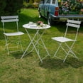 thumbnail image 3 of CRXX 3-Piece Folding Bistro Set, 2 Chairs and 1 Table, Weather-Resistant Outdoor/Indoor Conversation Set for Patio, Yard, Garden-White, 3 of 8