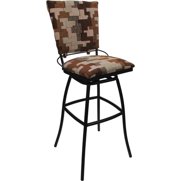 Outdoor Indoor Swivel Bar Stool 30" Jenna PB Armless - Terracotta Fabric - Black