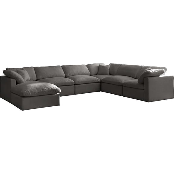 Meridian Furniture Plush Standard Gray Velvet Modular Sectional