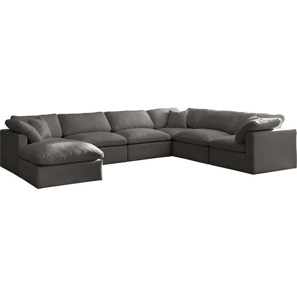 Meridian Furniture Plush Standard Gray Velvet Modular Sectional Com Meridian Furniture Plush Standard Gray, Sectional Sofa Grey Velvet