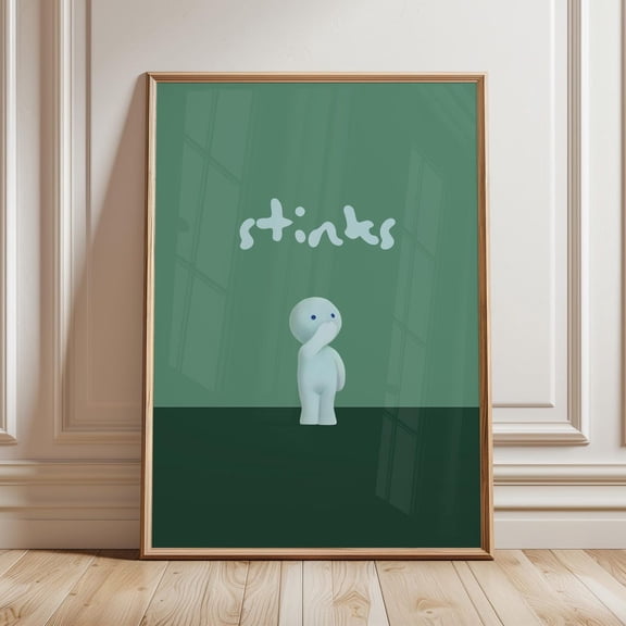 Smiski, Smiski Smelly, Smiski Wall Art, Funny Toilet Art, Funny Bathroom Art, Bathroom Wall Art, Toilet Art, Smiski Toilet Series, Stinky UNFRAMED PAPER POSTER, Home Decor, Living Room Dercor