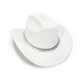 thumbnail image 4 of Fgnfyis British Style Cowboy Hat Elegant Wide Brim Western Rancher with Classic Embellishment for Fashion Outdoors Cowboy Hats for Women White, 4 of 7