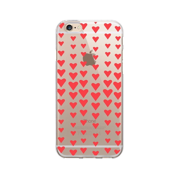 OTM Prints Clear Phone Case, Falling Red Hearts - iPhone 6 Plus/7 Plus
