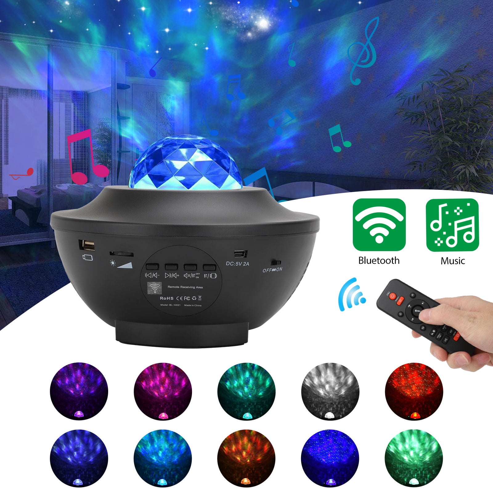 Star Bluetooth Projector Night Light, TSV Ocean Wave LED Starry Night