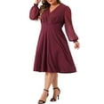 thumbnail image 4 of Agnes Orinda Women's Plus Size Dress Long Sleeve Swiss Dots V Neck Wrap Formal Dresses 2X Burgundy, 4 of 6