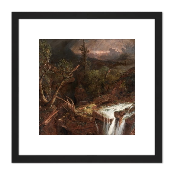 Cropsey Clove Storm Scene Catskill Mountains 8X8 Inch Square Wooden Framed Wall Art Print Picture with Mount