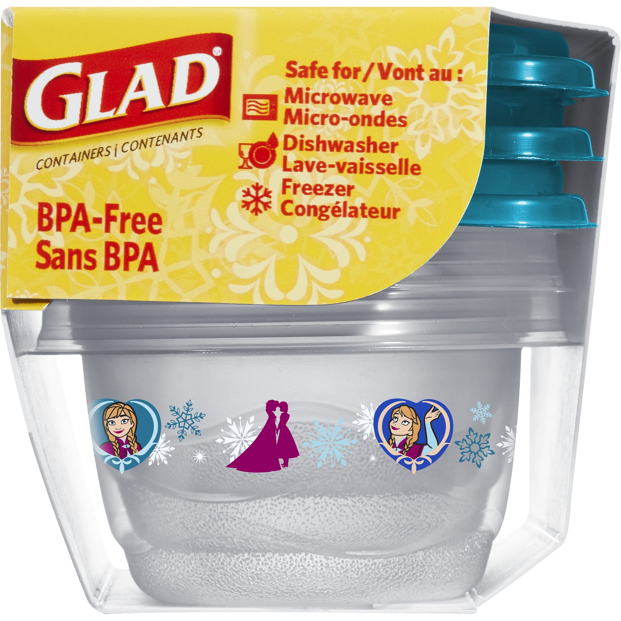 Glad Food Storage Containers - Disney Frozen Mini Round Containers - 4 oz -  6 ct