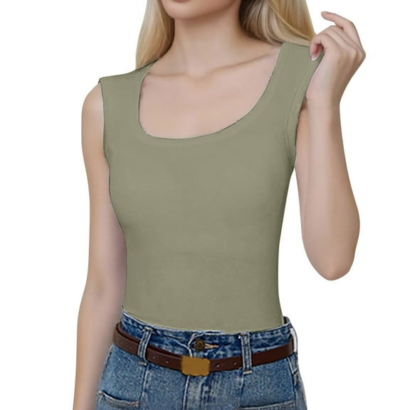 DHFJKG Womens Tank Top Basic Tee Undershirt Sleeveless Workout Yoga Shirt Athletic Gym Solid Color Stylish Tops