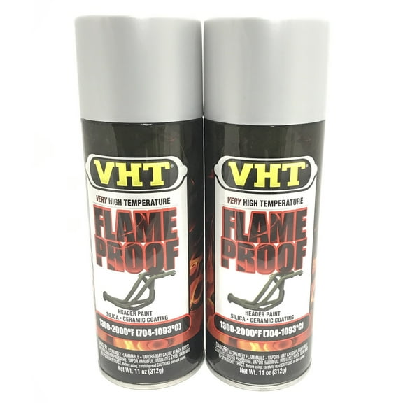 VHT SP106-2 PACK FLAT SILVER High Temperature Flame Proof Header Paint - 11 oz