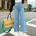 thumbnail image 3 of Women's High Waisted Cropped Straight Pants Jeans Casual Denim Pants, 3 of 5