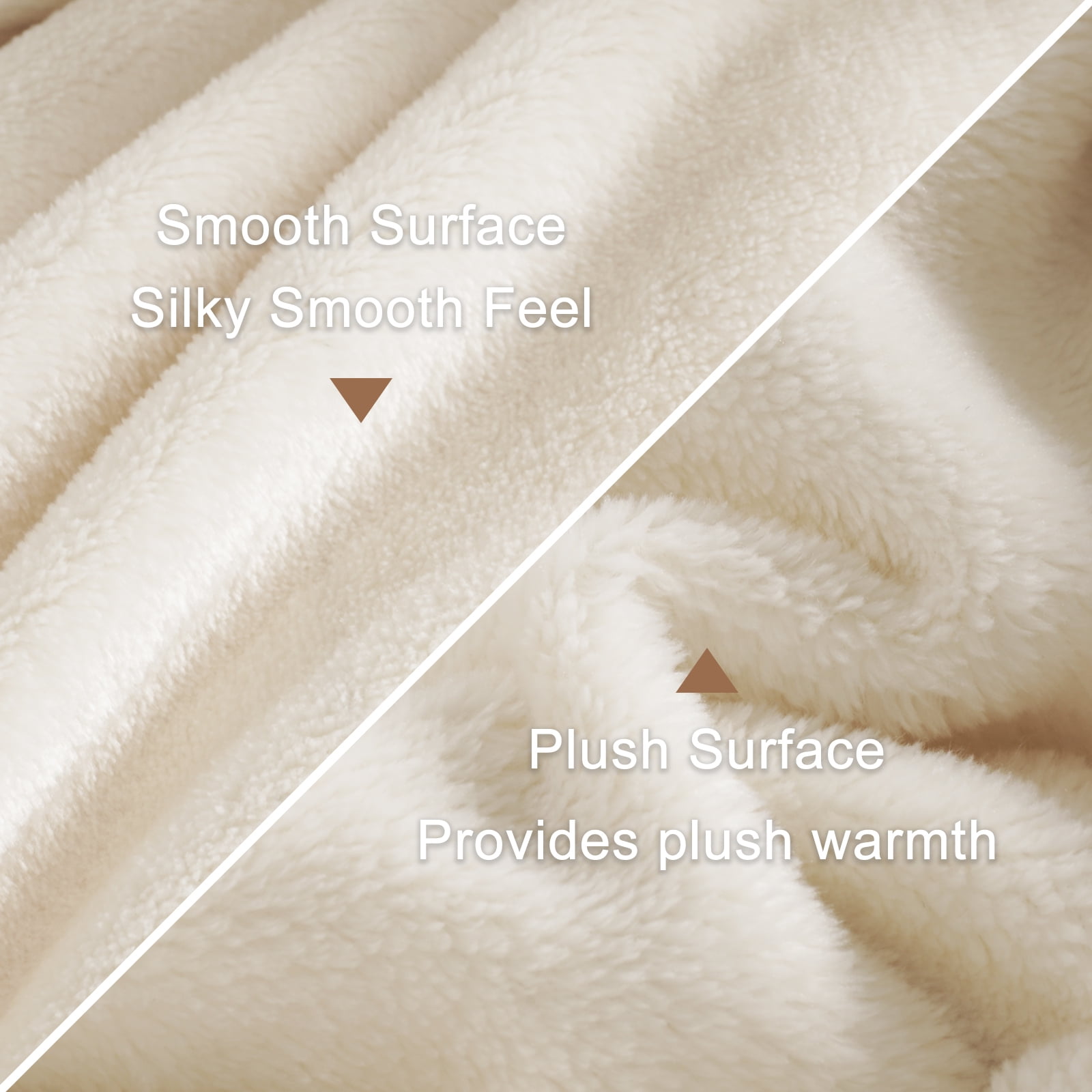 TEKAMON Fleece Bed Blankets Queen Size Plush Fuzzy Soft Lightweight Breathable Reversible Blanket Microfiber, 90"x90", Ivory