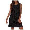 thumbnail image 1 of Fridja Womens Casual Épissage Dentelle Imprimé Floral Col Rond Robe Sans Manches, 1 of 5