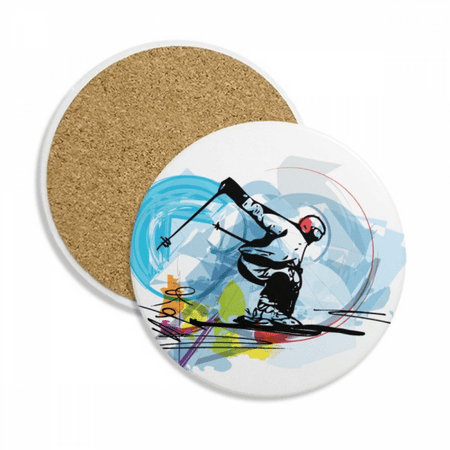 

Winter Sport Athletes Freestyle Skiing Illustration Coaster Cup Mug Tabletop Protection Absorbent Stone