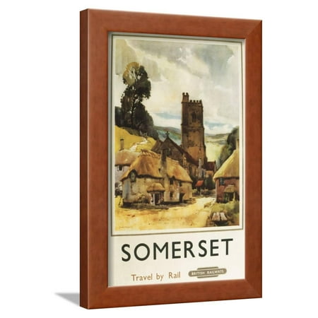Somerset, England - Historic Village Scene British Railway Poster Framed Print Wall Art By Lantern