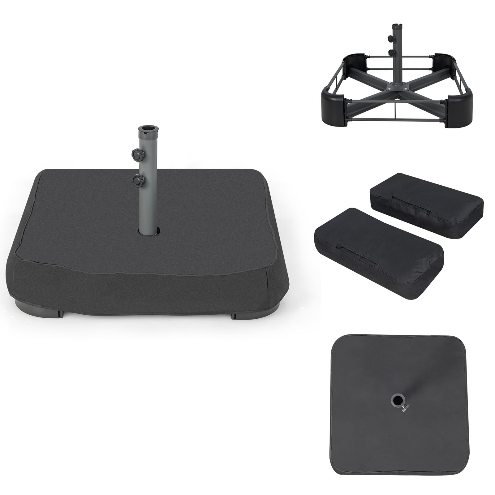 Topbuy Square Umbrella Base Patio Umbrella Stand with 2 Sandbags & 1