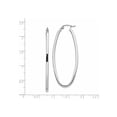 thumbnail image 4 of 14k White Gold Oval Hoop Earrings for Women, Elongated Polished Design, Minimalist Lightweight Style, Modern Classic Jewelry for Daily and Formal Wear, 4 of 6