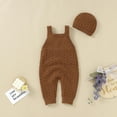 thumbnail image 4 of Likimi Baby Boys Overalls Sleeveless Solid Color Onesie Loose Relaxed Soft Spring Fall Homewear Size 0-3 Months Coffee, 4 of 9