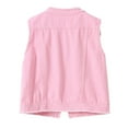 thumbnail image 3 of HAJWOH Denim Vest Top for Women 2025 Trendy Sleeveless Jean Jacket Comfy Casual Classic Cute Cropped Jackets Coats Pink XL, 3 of 6