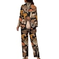 thumbnail image 2 of Renewold Warm Pajamas for Women Birthday Gifts 2 PCS Aesthetic Mushroom Graphic Crewneck Button-Down Sweatshirt Sweatpants Matching Set Relaxed Sleep Pj Set Size XS, 2 of 6