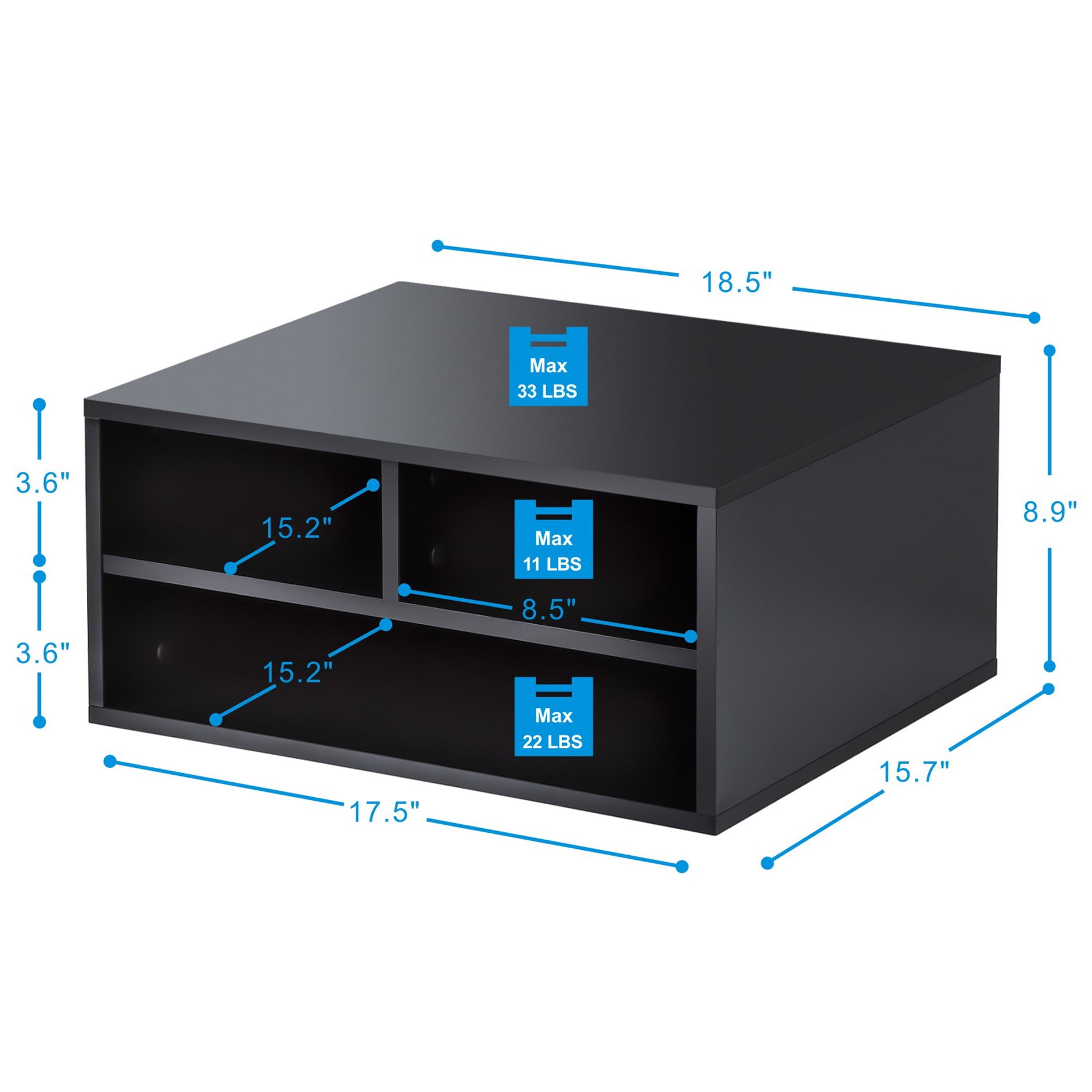 FITUEYES Printer Stands， Large Desktop Paper Organizer, Black