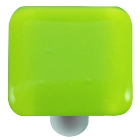 Hot Knobs HK1017-KA Opal Spring Green Square Glass Cabinet Knob - Aluminum Post