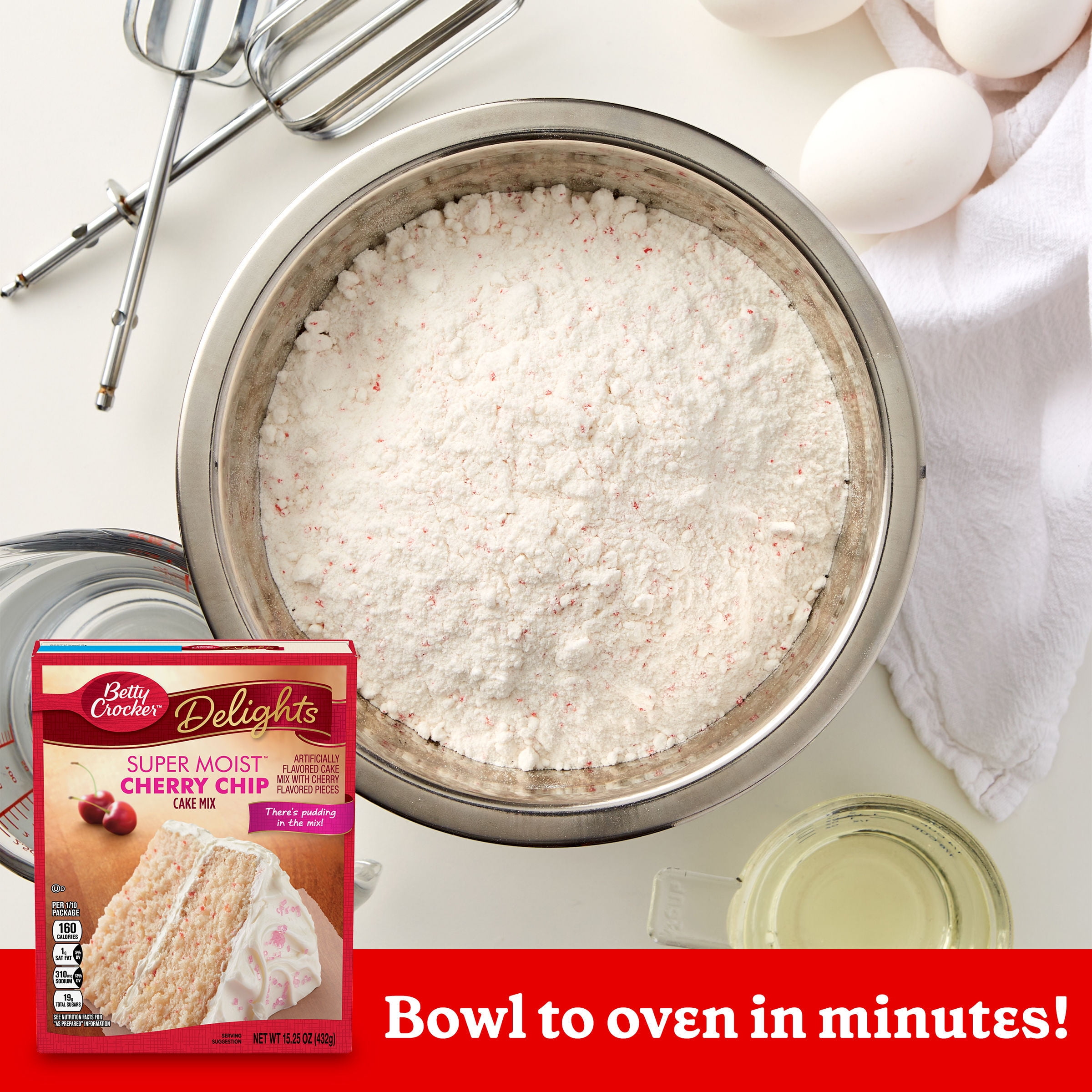 Betty Crocker Delights Super Moist Cherry Chip Cake Mix, 15.25 oz.