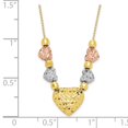 thumbnail image 4 of 10K Tri-Color Puff & Flat hearts Necklace, 4 of 4