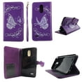 thumbnail image 1 of White Butterfly Purple Wallet Folio Case for LG Stylo 3 LS777 Fashion Flip PU Leather Cover Card Cash Slots & Stand, 1 of 2